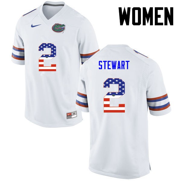 Florida Gators Women #2 Brad Stewart College Football Jersey USA Flag Fashion White